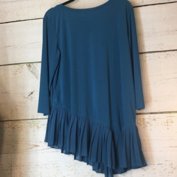 CATO ASYMMETRICAL HEM TEAL TOP - Picture 5 of 5